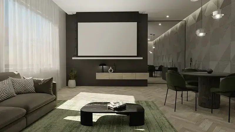 Screen Research 崁頂式電動投影幕，隱形收納於天花板內